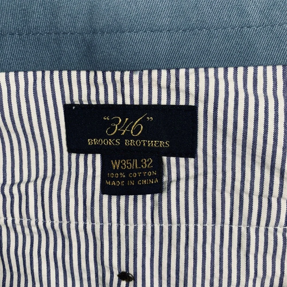 Brooks Brothers 346 Men Lobster Embroidered Chinos Pants Blue 35x32 (Fits 35x28) - Picture 3 of 13